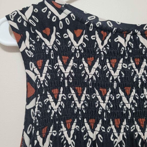 Loft Navy Brown Geometric Pattern Shift Dress Size Medium - Picture 3 of 4